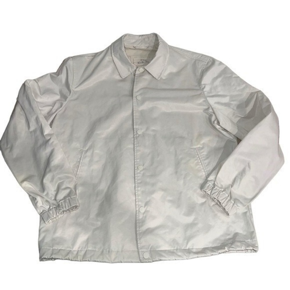 Zara Origins Rain‎ Coat Windbreaker Men's Size Medium Ivory Drawstring Waist